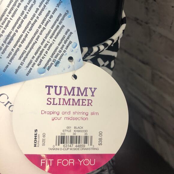 NEW Croft & Barrow Size 6 Floral Tankini Swim Top D Cup Side Drawstring - Picture 4 of 8